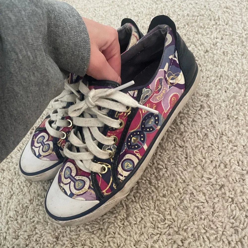 PURPLE POPPY GRAFFITI COACH SNEAKERS!! Size 6! - Picture 6 of 8